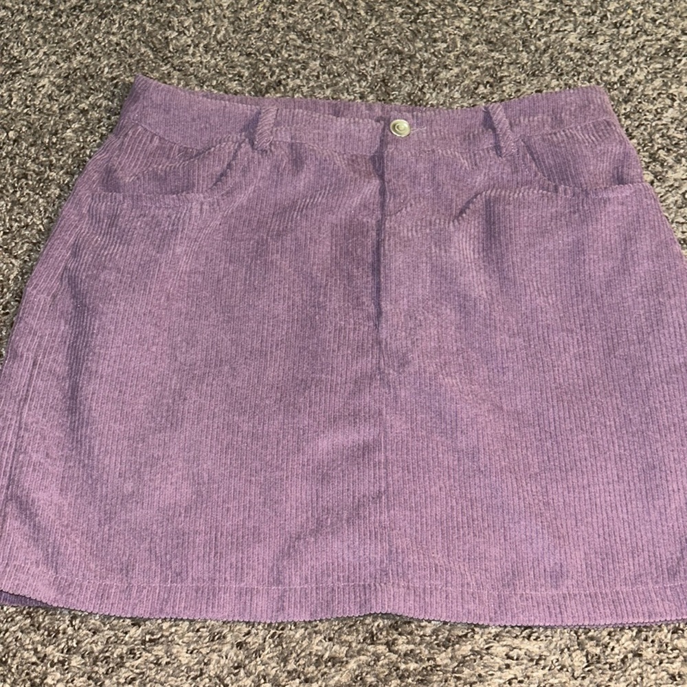 lavender corduroy skirt.
